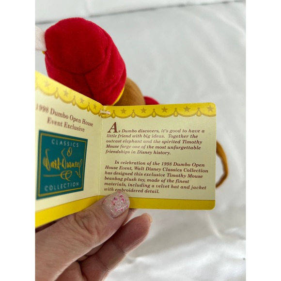 Disney Dumbo Timothy Mouse 7" Bean Bag Plush 1998 Open House Exclusive Vintage - Picture 8 of 8